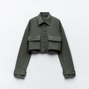 Zara Cropped Olive Green Jacket